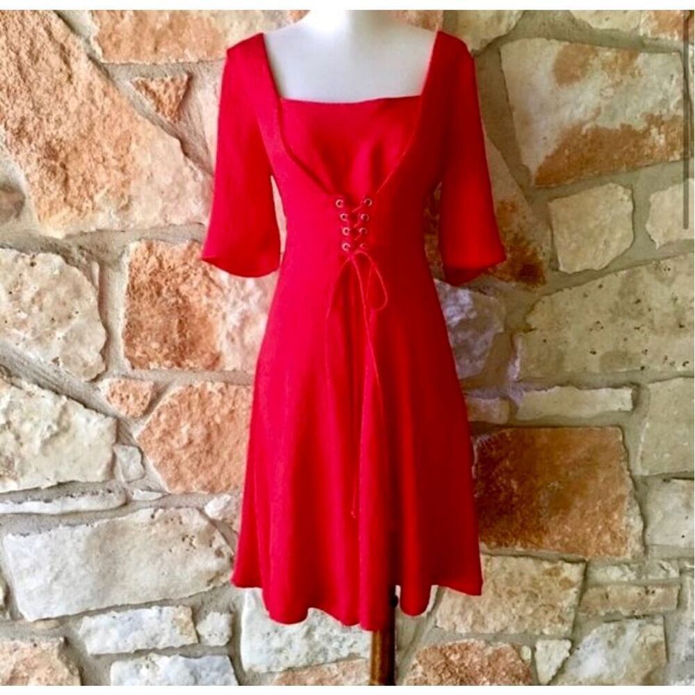 Anthropologie Red Midi Dress
